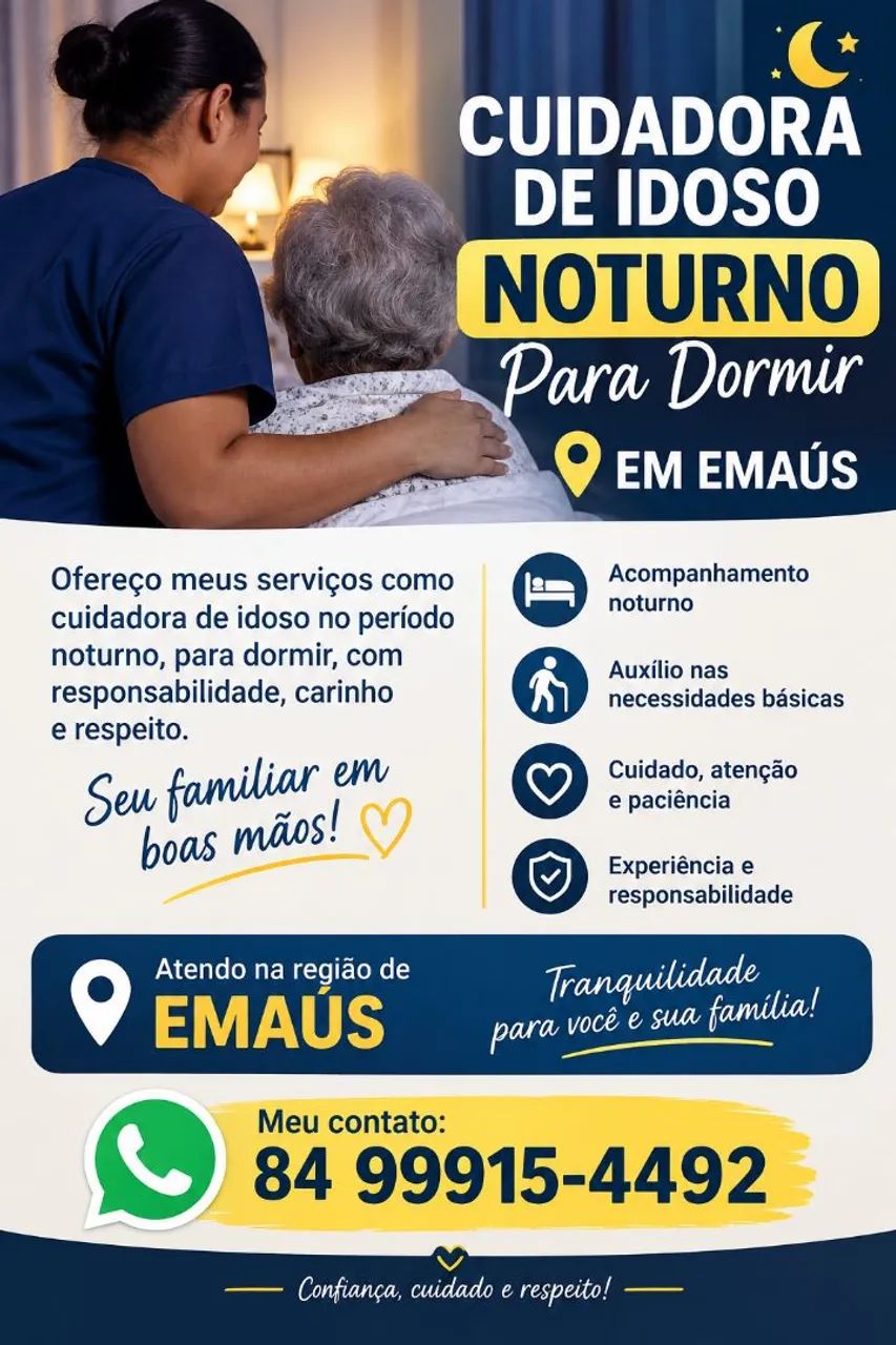 Cuidadora de idoso Noturno .