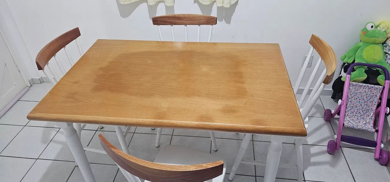 Mesa de Jantar Udine com 4 Cadeiras Branco e Natural 160x80 Branco e Natural - Foto 2