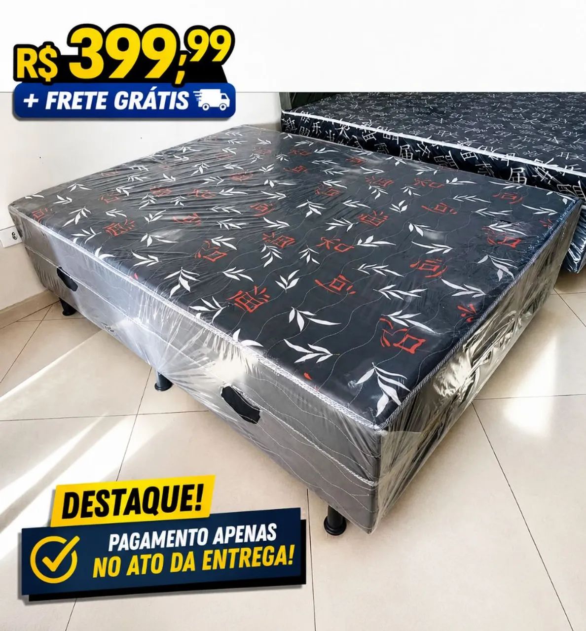 Cama box Casal - Frete grátis ( 14cm espuma.)
