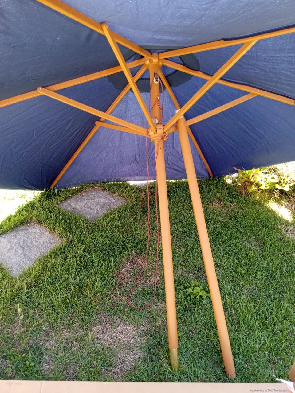 Ombrelone Central 2,70m Madeira Redondo Piscina, Praia cor azul marinho  - Foto 6