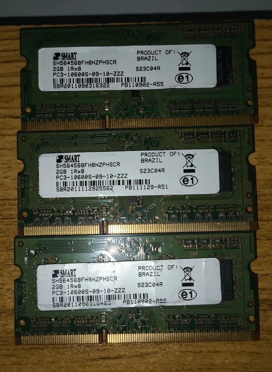 Lote de memórias DDR3 - notebook - 2GB 