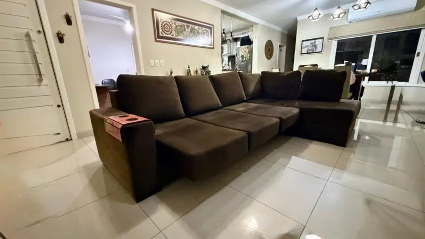 Sofá de Canto com Chaise Marrom - Foto 2