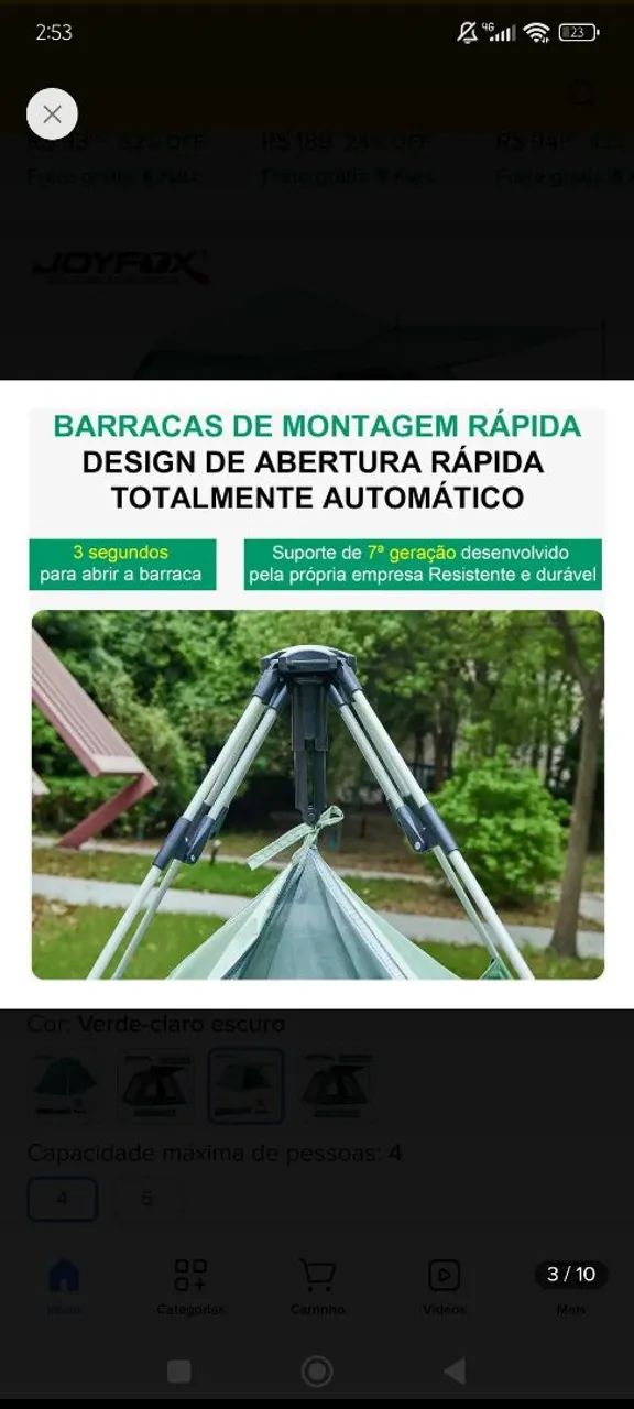 Barraca Joy Fox usada uma vez , tá suja quem comprar tem que lavar  - Foto 3
