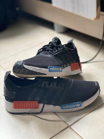 Tênis NMD preto,tamanho:39,com detalhes vermelho e azul,usado 1 vez