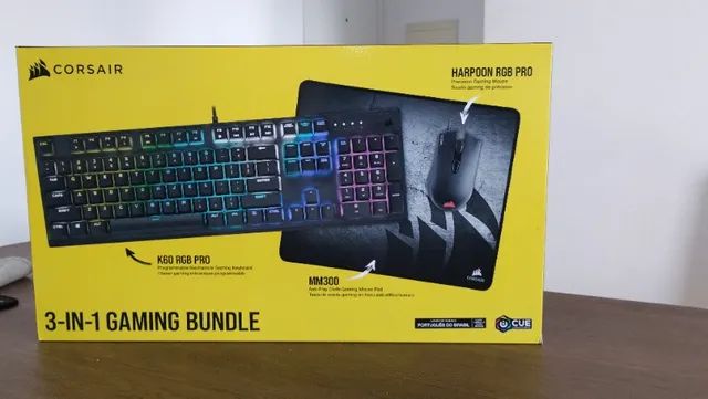 Kit 3 em 1 Corsair Teclado K60 Pro RGB ABNT2 + Mouse Harpoon Pro