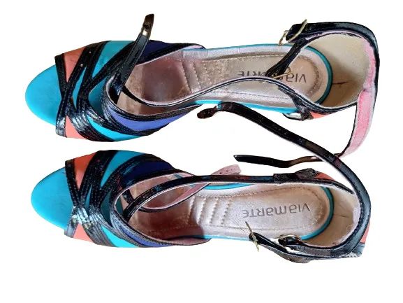 Salto Viamarte Multicolor Laranja E Azul - Foto 5