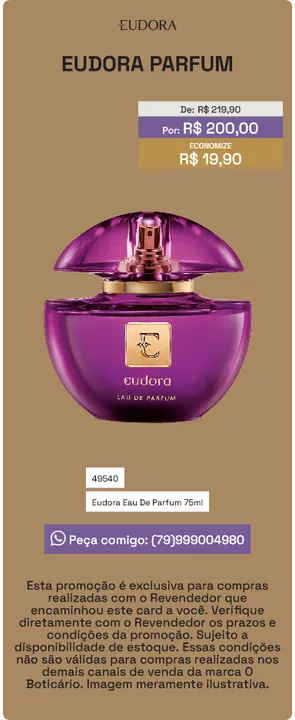 Vendo perfumes Eudora; Boticário; Avon; Jequiti e Natura