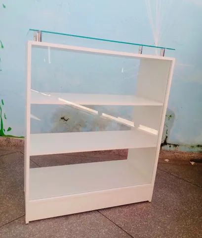BALCÃO VITRINE COM TAMPO DE VIDRO MDF - Foto 2