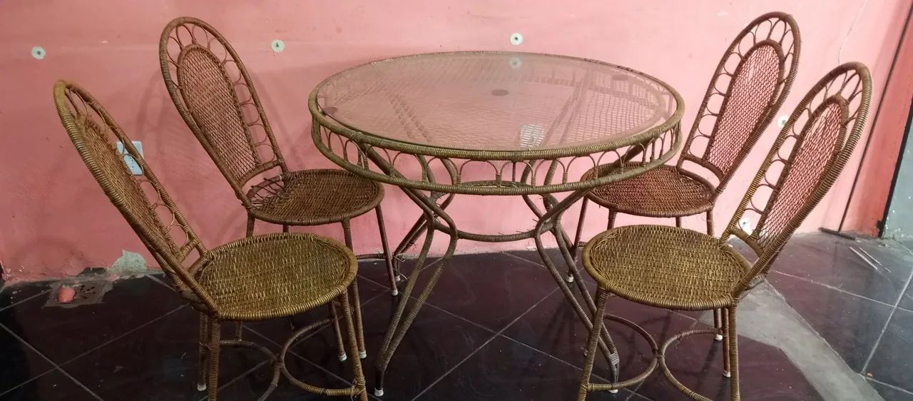 Conjunto de Mesa e Cadeiras em Vime65581378587906125