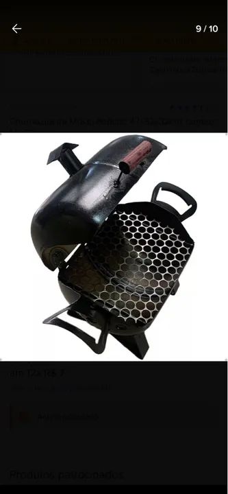 Churrasqueira Móvel Bafinho 47x32x32cm Tambor Mini Preta - Foto 3