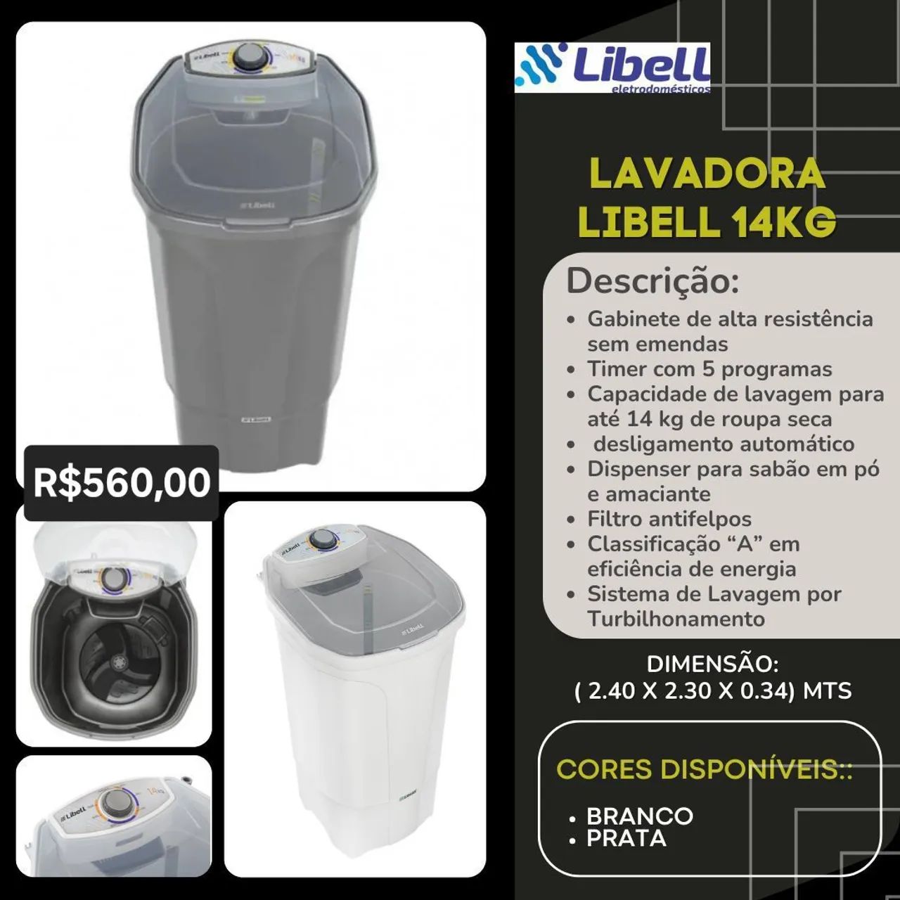 Lavadora Libell 14kg - Alta Resistência e Eficiência