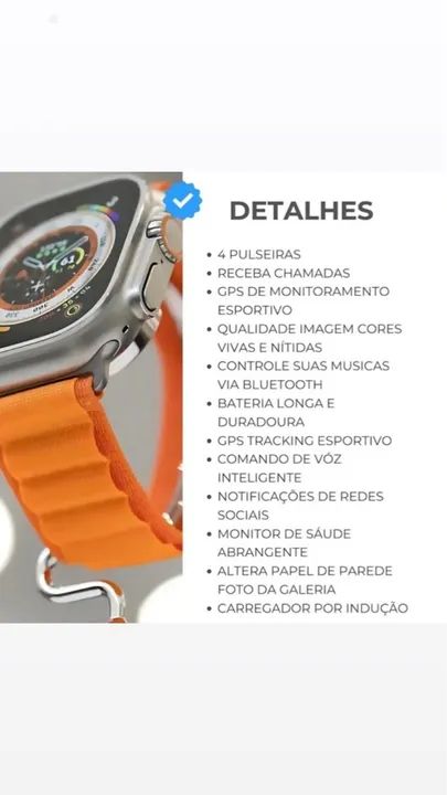 Smartwatch Ultra X 49mm c/ 4 Pulseiras - Foto 4