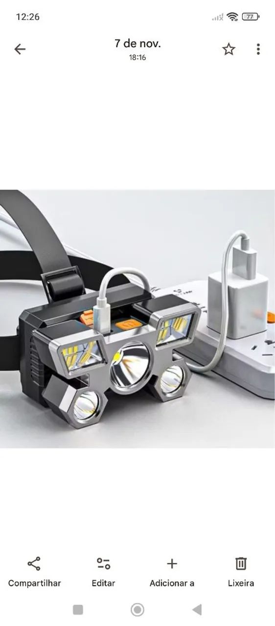 LANTERNA DE CABEÇA RECARREGÁVEL LEDS  - Foto 3