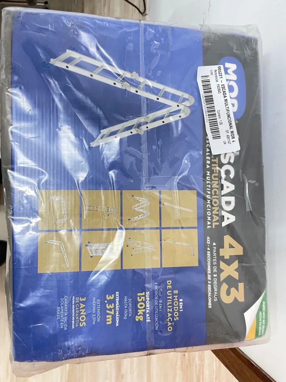 Escada Multifuncional Articulada 4x3 com 3,37m suporta 150kg