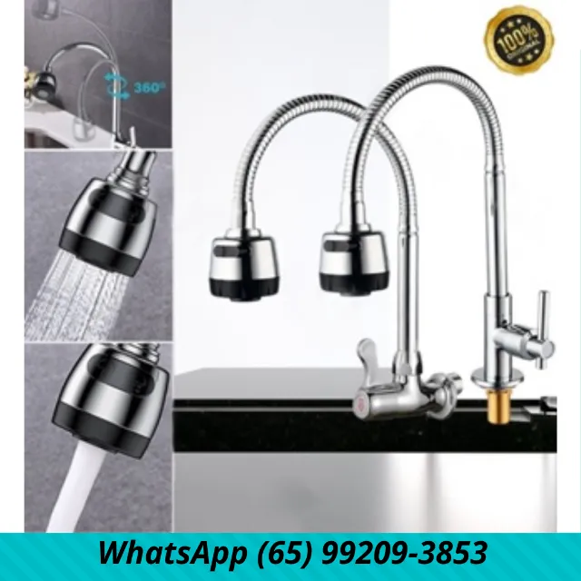 Torneira Cozinha Gourmet Flexível Chuveirinho bico preto 1/4 bancada METAL