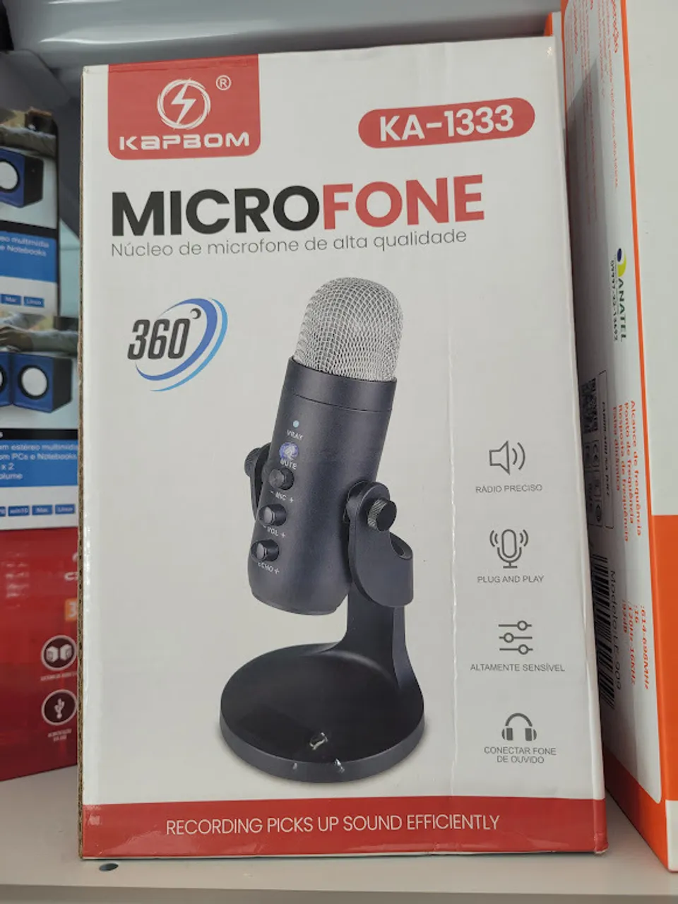 Microfone Profissional de Mesa USB para Lives e Podcast KAPBOM - KA-1333