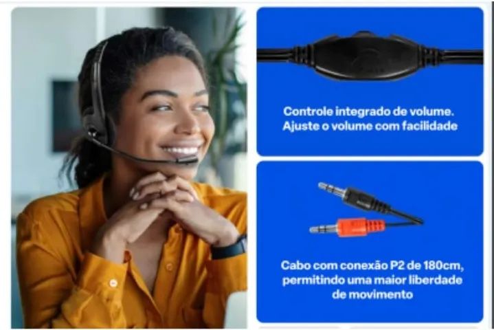 Fone De Ouvido Multilaser Headset Stereo Com Fio PRETO P2 - Foto 4
