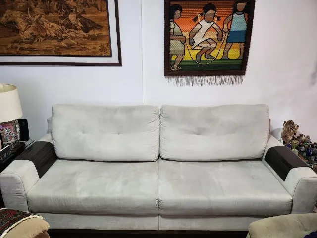 Sofá 02 lugares cinza (ótimo estado)