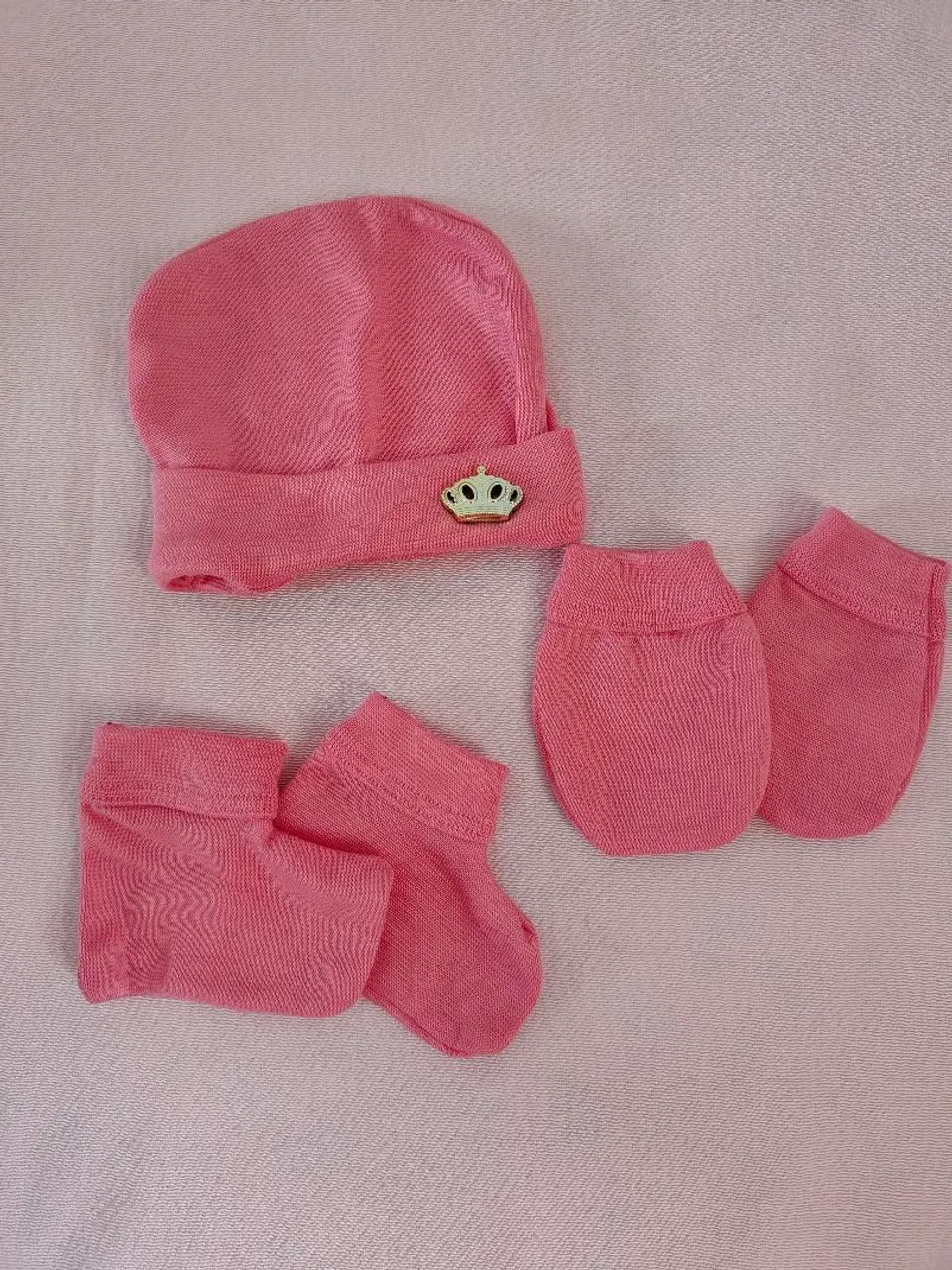 Kit luva, touca e sapatinho para recém nascido