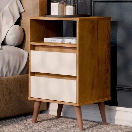 Mesa de Cabeceira Moderna com 2 Gavetas - Foto 2