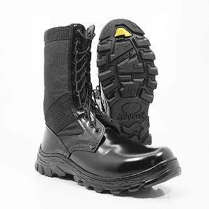 Coturno preto militar Atalaia com zíper 