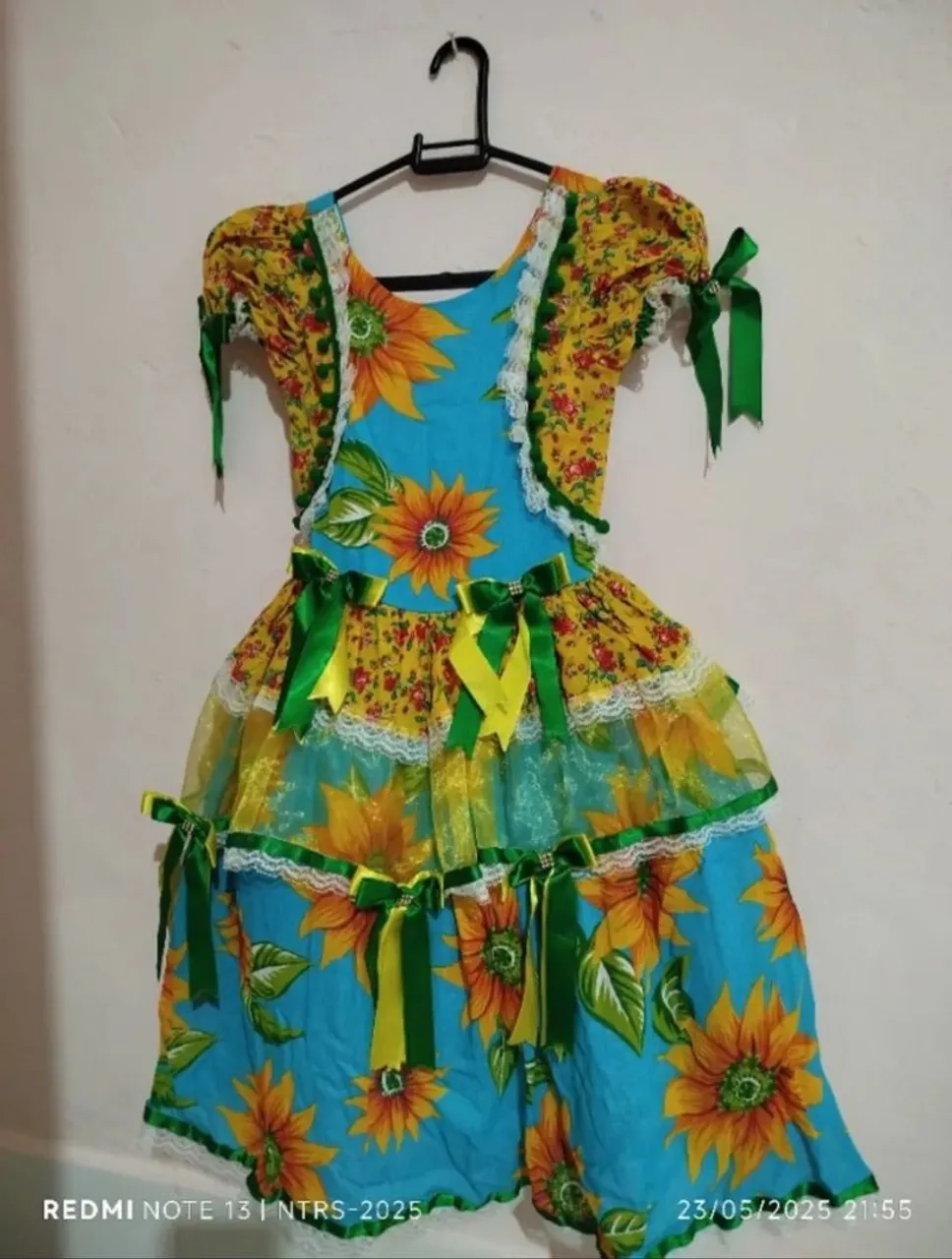 Vestido Infantil Festa Junina Girassol