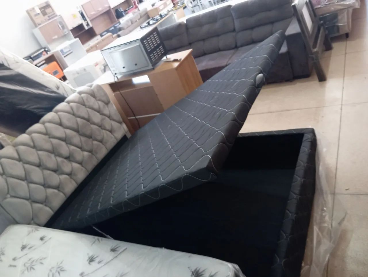 Cama Box Casal com Baú hidráulico 