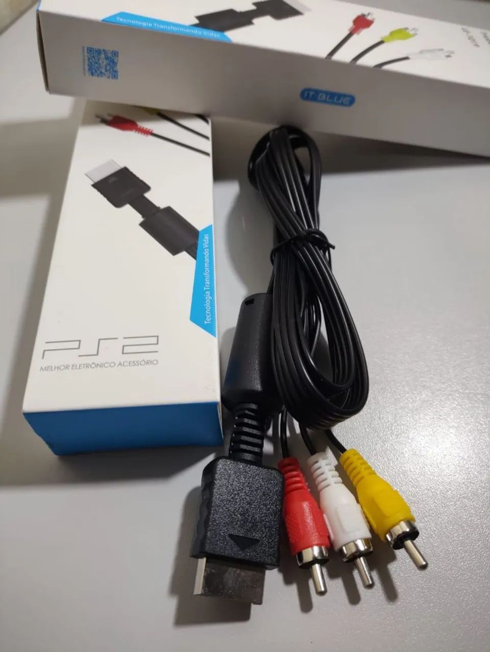 Cabo AV para PS2 - Qualidade e Conexão Impecável!