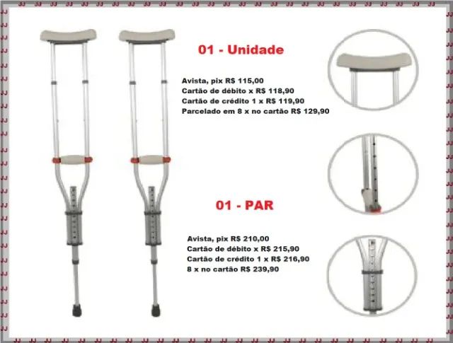 Muleta em alumínio regulável suporta 130 kg - Foto 4