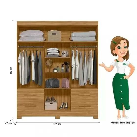 Guarda Roupa Casal 7 Portas 4 Gavetas com Espelho Londres (FAZEMOS ENTREGAS EM ATE 24 HORA - Foto 4