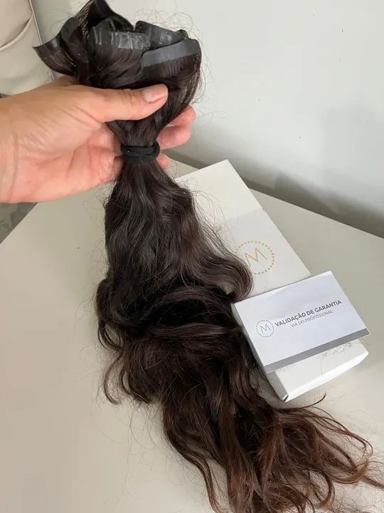 Mega Hair  Cabelo humano do sul Castanho Escuro Ondulado - 100g marca mermaid - Foto 4