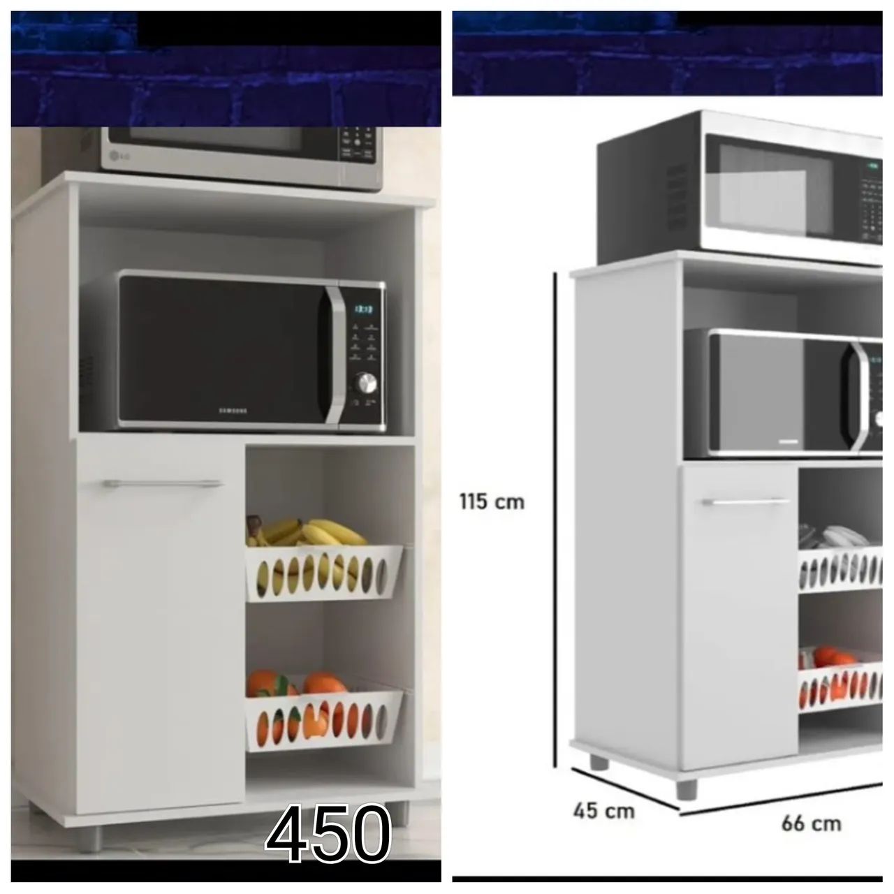 Armário de Cozinha Branco 2 Portas e 2 Prateleiras