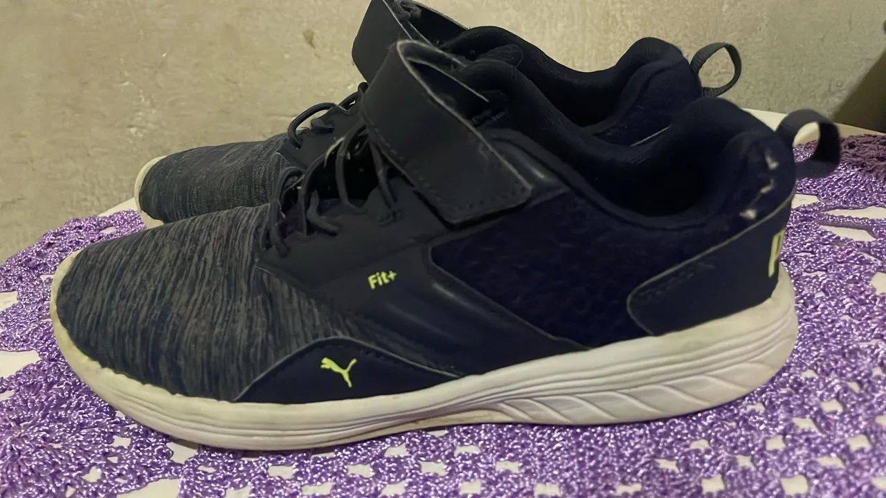 Tênis Puma Infantil - Azul/Cinza - 33 - Foto 3
