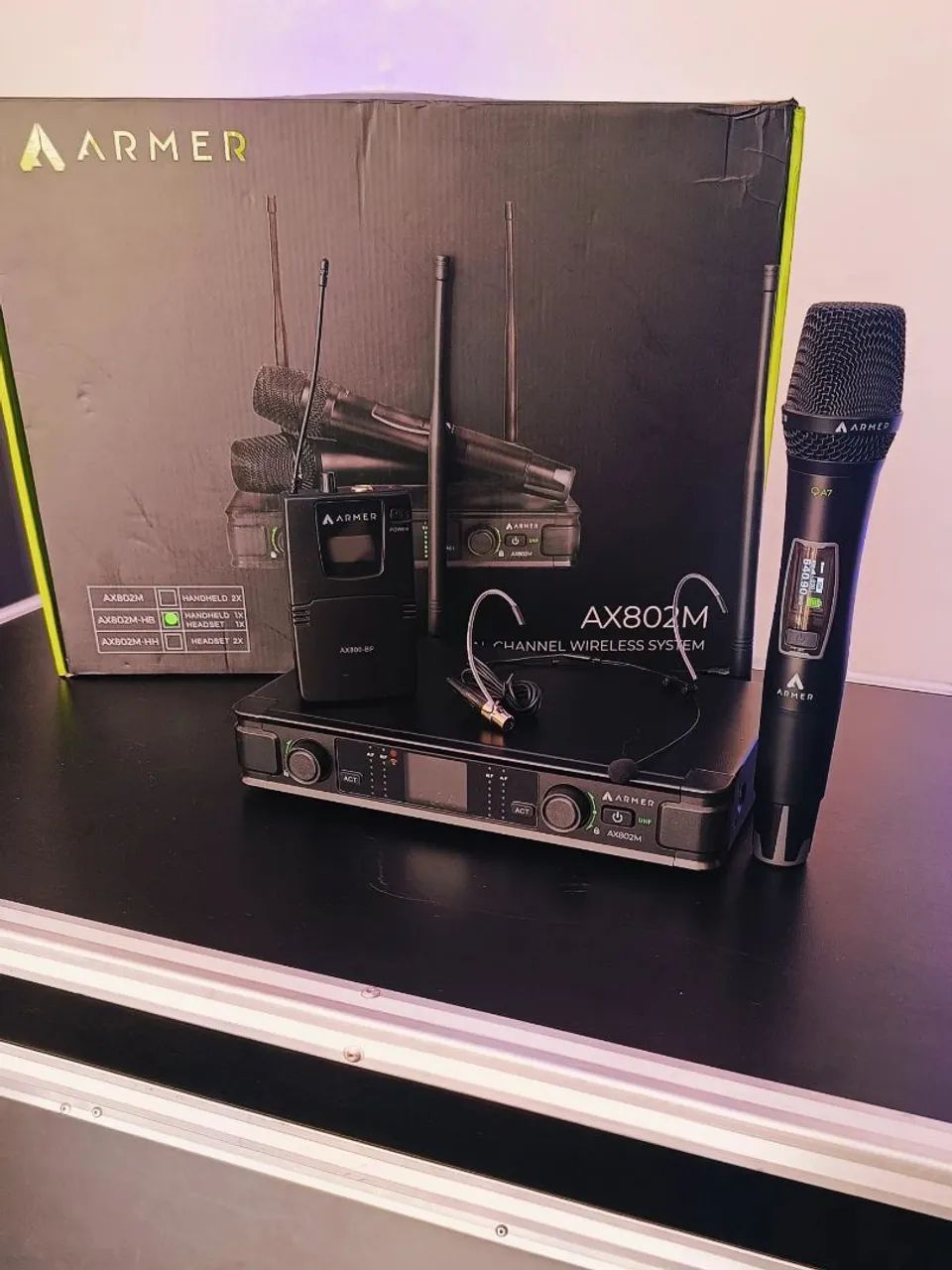 Microfone Sem Fio Duplo Armer AX802M-HB ? Sistema Profissional (1 Bastão + 1 Bodypack). - Foto 5