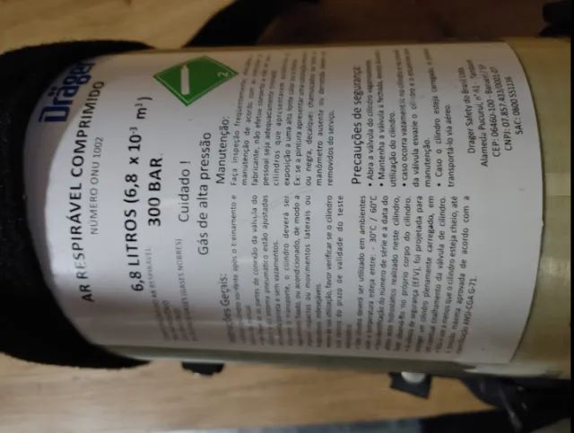 Conjunto autônomo de proteção respiratória Drager, cilindro de fibra de carbono 6L/300bar. - Foto 5