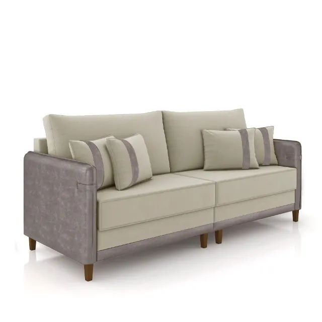 Sofá azul marinho elegante, ideal para sua sala. Design moderno, almofadas confortáveis e 