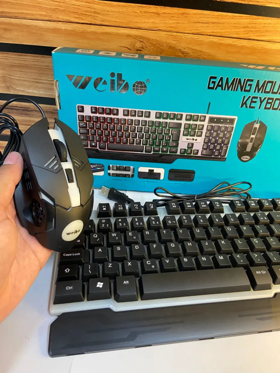 Teclado Gamer Durawell WB-550 Cibo + Mouse RGB Waterproof