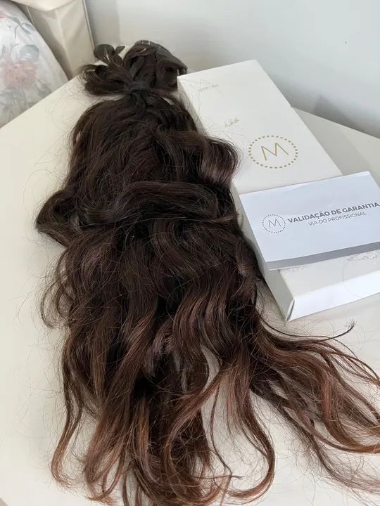 Mega Hair  Cabelo humano do sul Castanho Escuro Ondulado - 100g marca mermaid - Foto 3