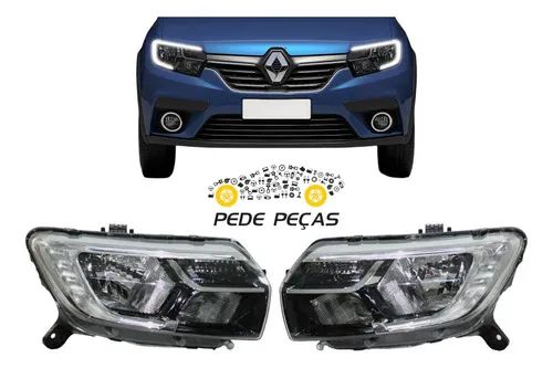 Farol Renault Sandero Logan 2020 2021 2022 2023 Com Led
