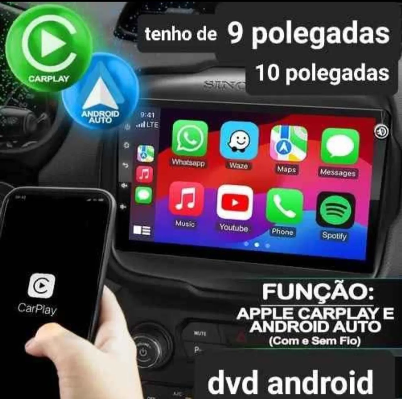 Dvd 2 din Android tenho 9 e 10 polegadas