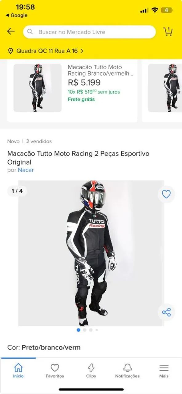Macacão Tutto Moto Racing 2 Peças Esportivo