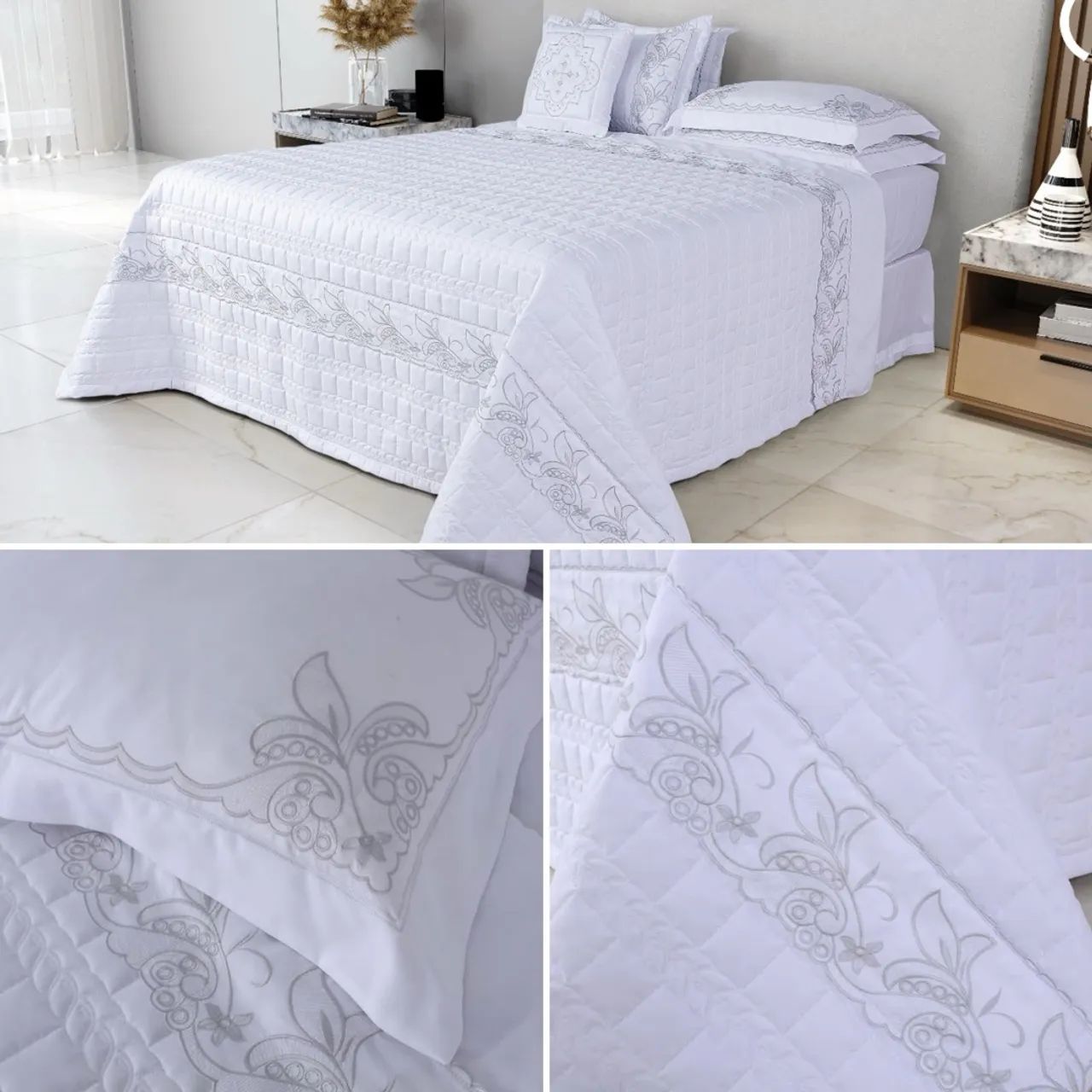 Jogo de Cama Bordado 200fios Queen  - Foto 2
