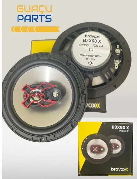 Alto Falantes automotivo para portas 6x6 Bravox triaxial