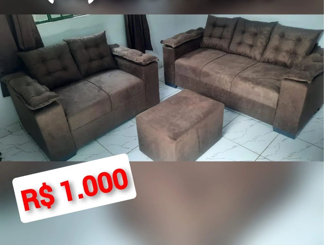 Conjunto sofá 3 lugares novo //-//-//457517257333166080