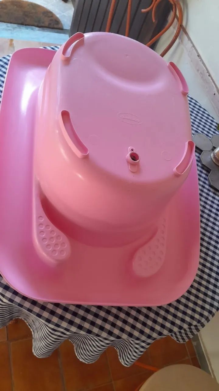 Banheira para bebê - Rosa - tamanho grande- Seminova - Foto 6
