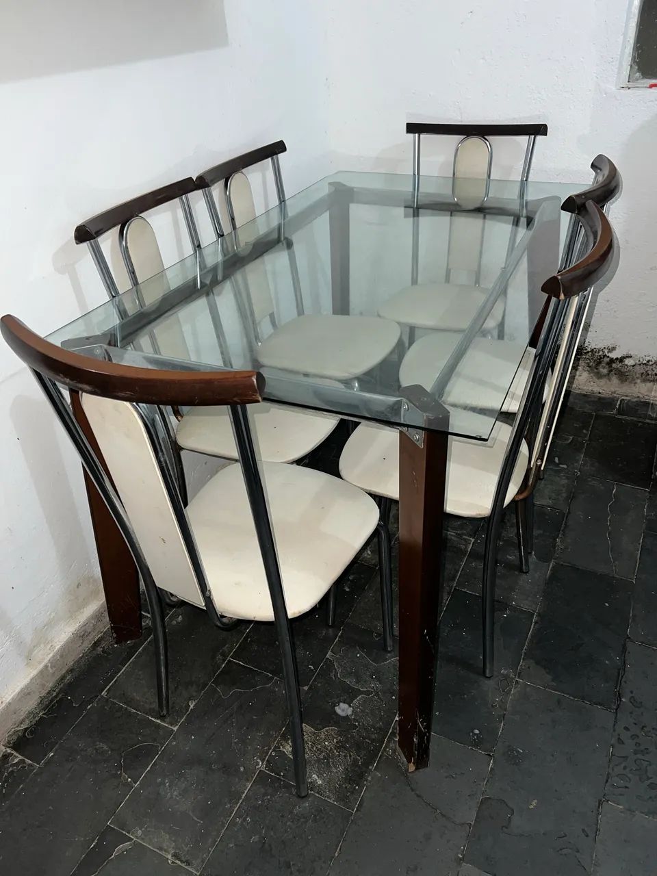Glass Dining Table Set with 6 Chairs64962681605634120