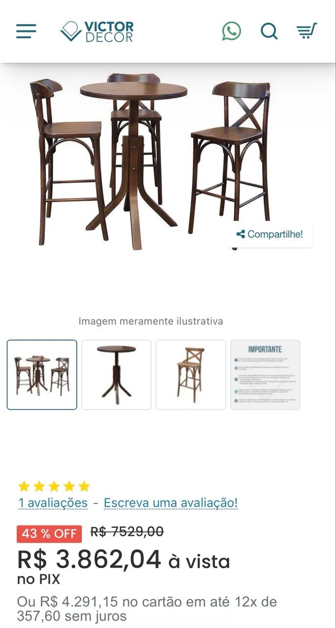 Mesa bistrô com 3 banquetas  - Foto 5