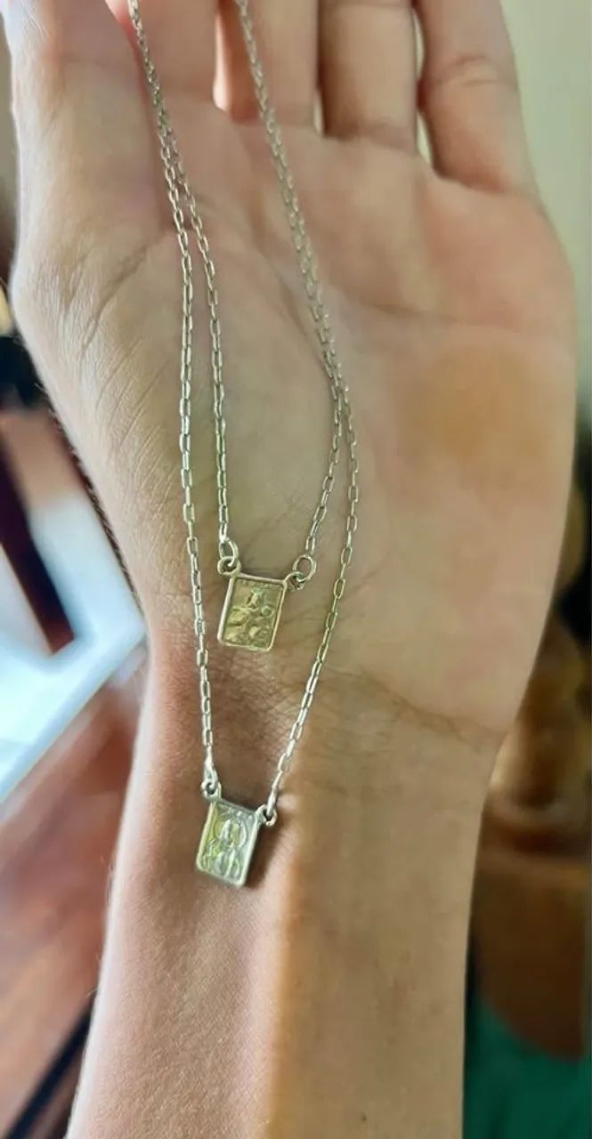 Escapulário Sagrada Família e Pulseira em Prata