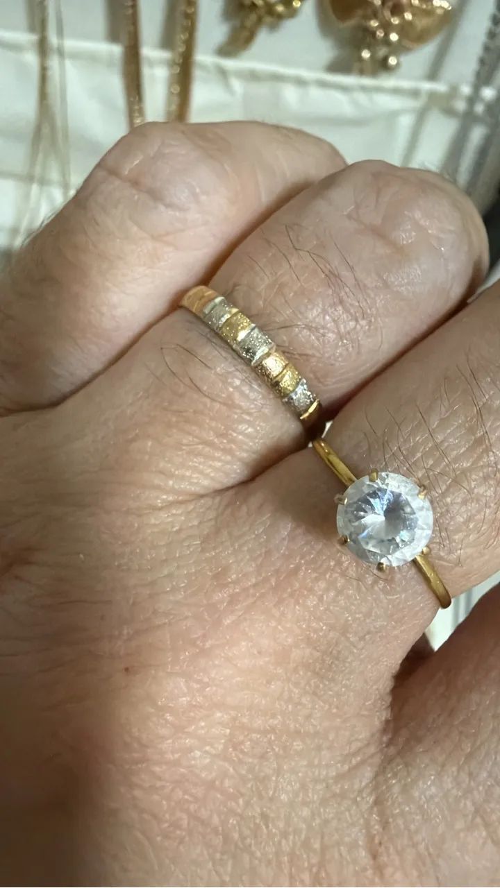 Anel solitário 18k 750 com 