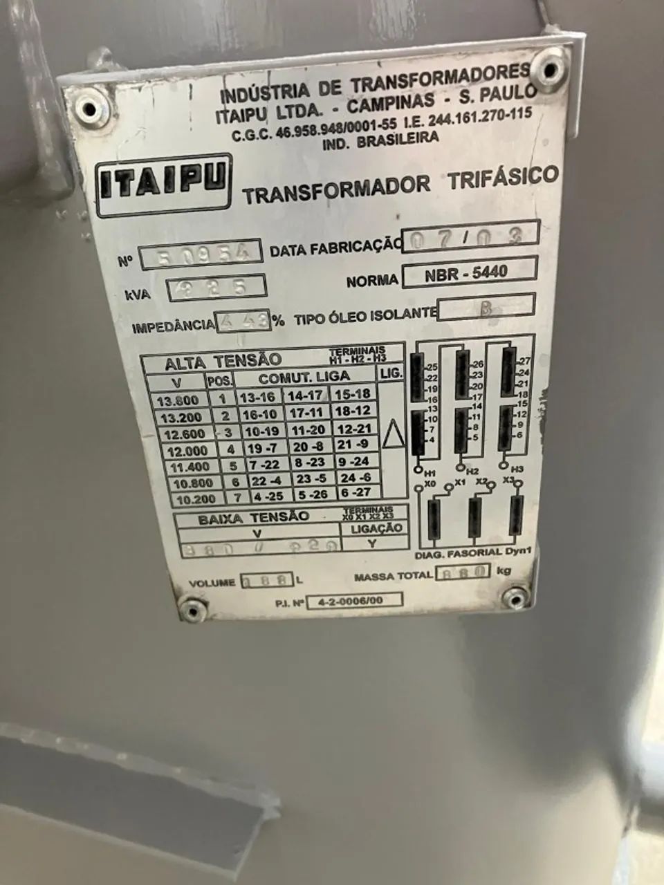 TRANSFORMADOR FLANGEADO A OLEO DE 225KVA - 13.8KV/380V/220V - Foto 5